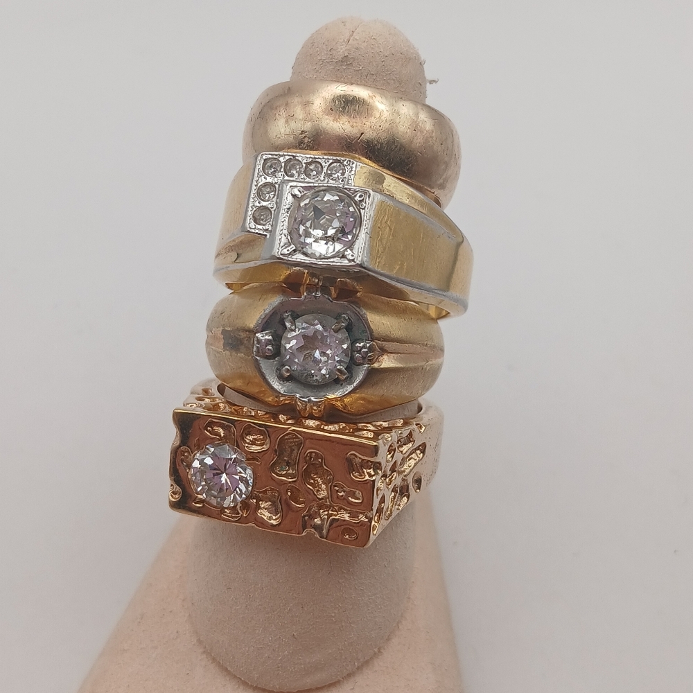 Lot Of 4 Vintage Gold HGE & 1 RGP Chunky Rings